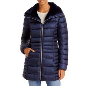 SAVE THE DUCK Featherless Puffer Coat Animal Free Sz Med/Large Navy Blue